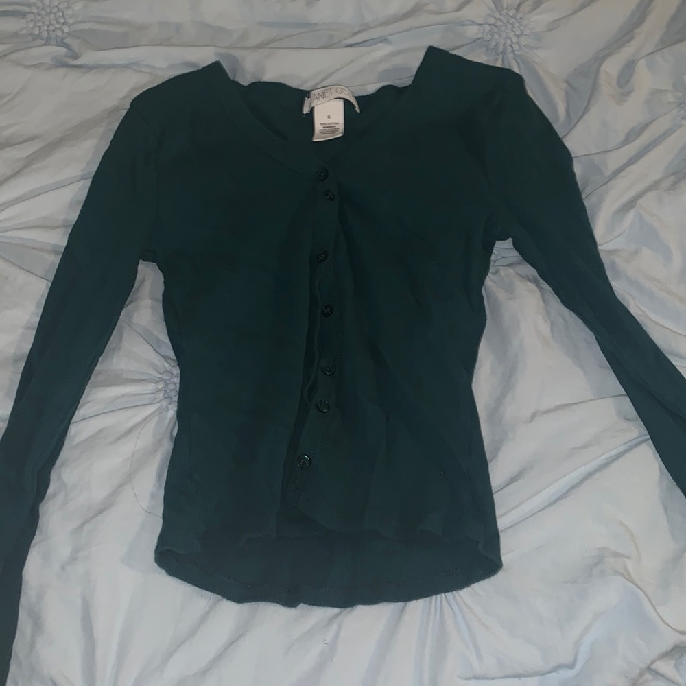 emerald green cropped cardigan